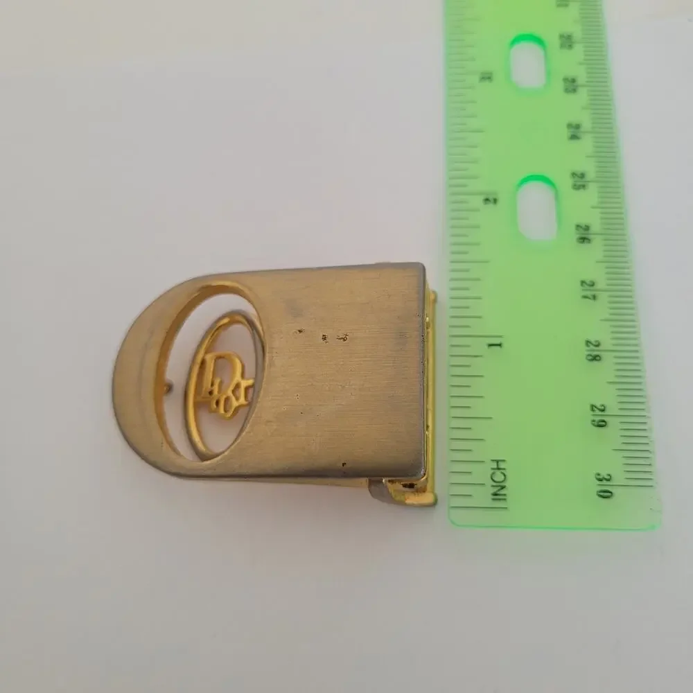 Christian Dior Gold Metal Belt‎ Buckle Logo Slim Vintage Logo